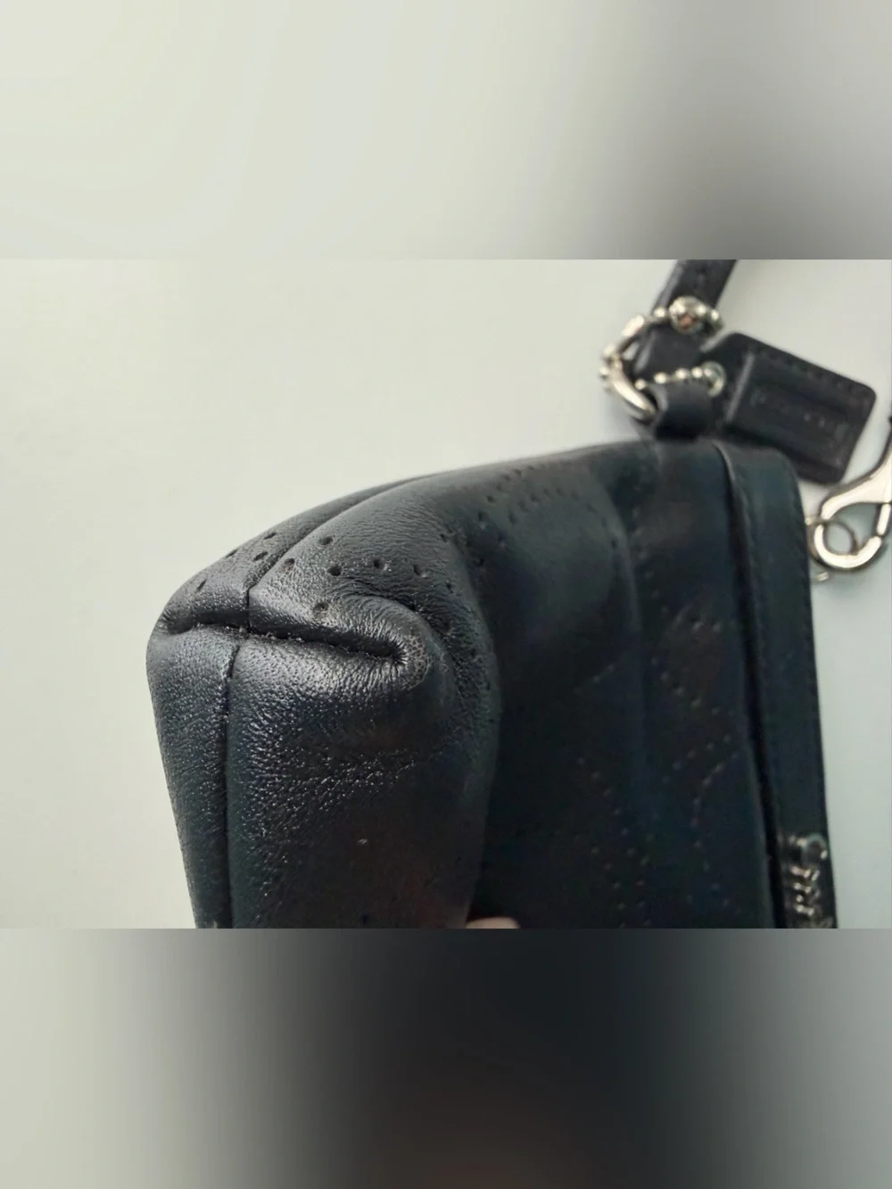 Vintage Coach Signature Perforated Leather Wristlet